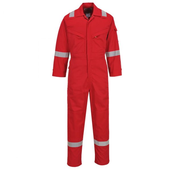 high visibility overall clothing in red